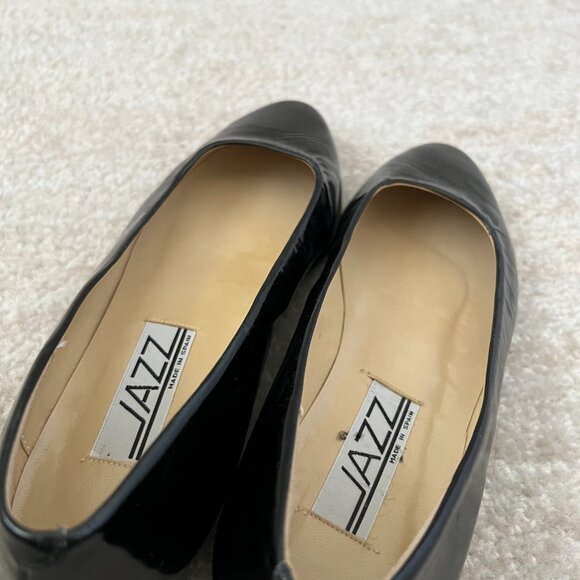 Vintage Jazz Black Leather Flats Shoes 7 Made in Spain - Picture 9 of 10